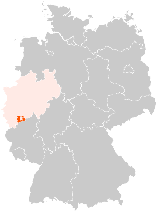Karte von Deutschland mit dem Wahlkreis Rhein-Sieg-Kreis II